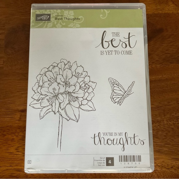 Stampin Up! Best Thoughts set of 4 clear mount stamp set - NWOT Hostess Set - Picture 1 of 4